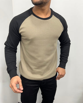 Khaki & Black Raglan T-Shirt