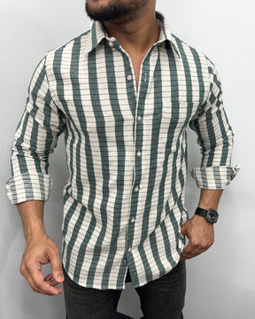 Self Striped Jute Cotton Shirt