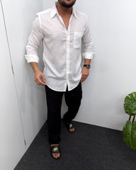 White Lyocell Linen Shirt