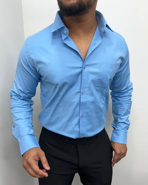 Sky Blue Business Class Oxford Lycra Formal Shirt