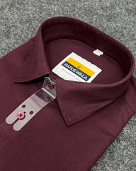 Wine Business Class Oxford Lycra Formal Shirt
