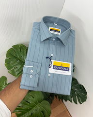 Pastel Blue Lux Cotton Oxford Striped Shirt