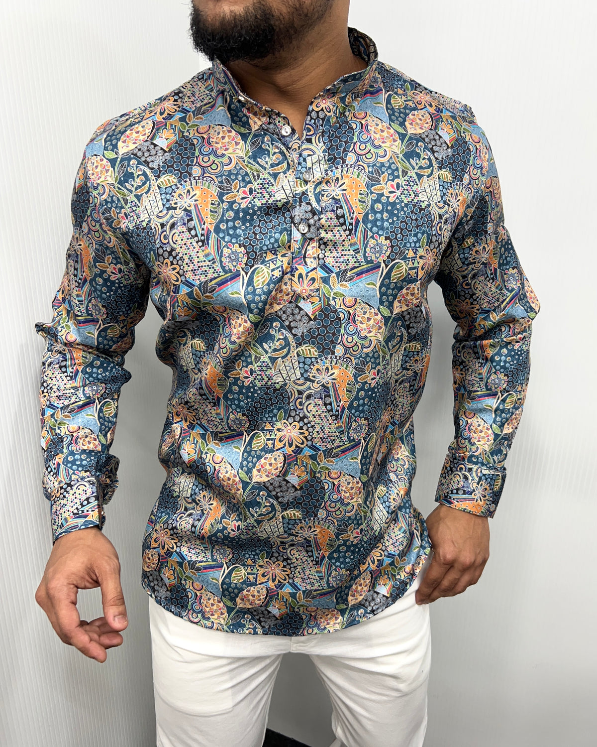 Jari Fabric Printed Premium Short Kurta