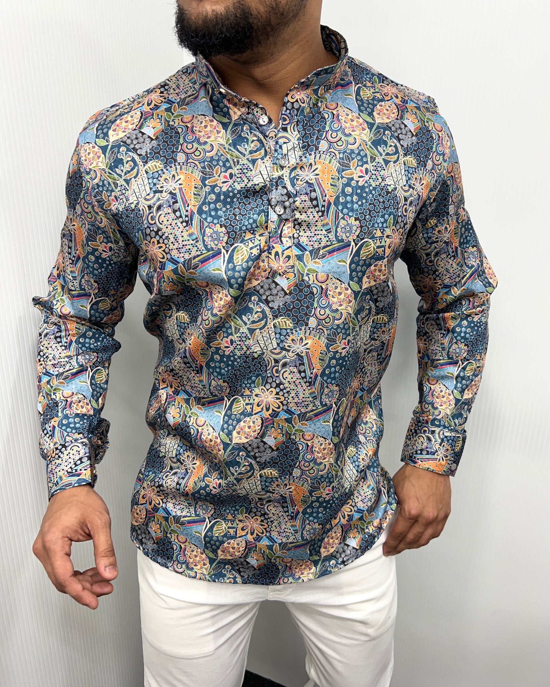 Jari Fabric Printed Premium Short Kurta