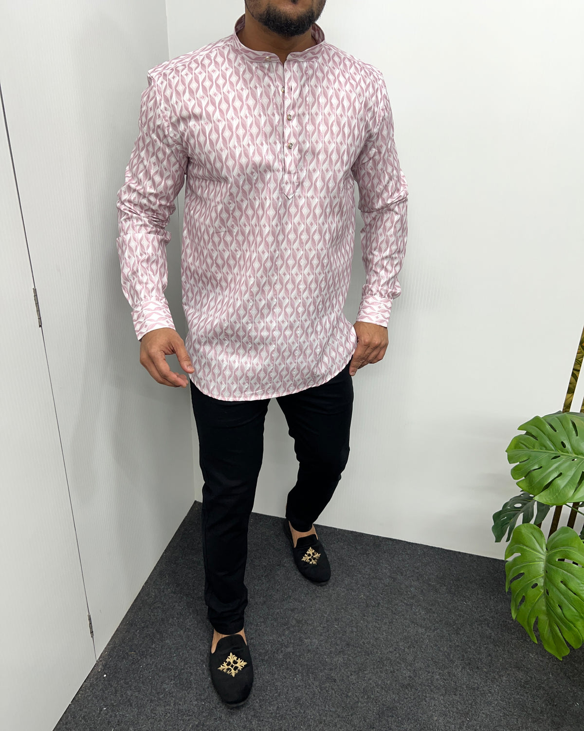 Jari Fabric Printed Premium Short Kurta