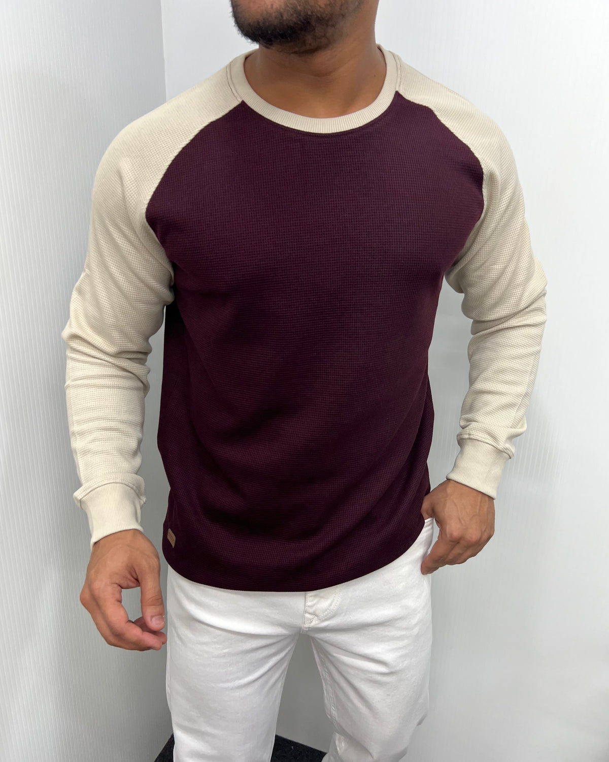 Maroon & Beige Raglan T-Shirt
