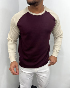 Maroon & Beige Raglan T-Shirt