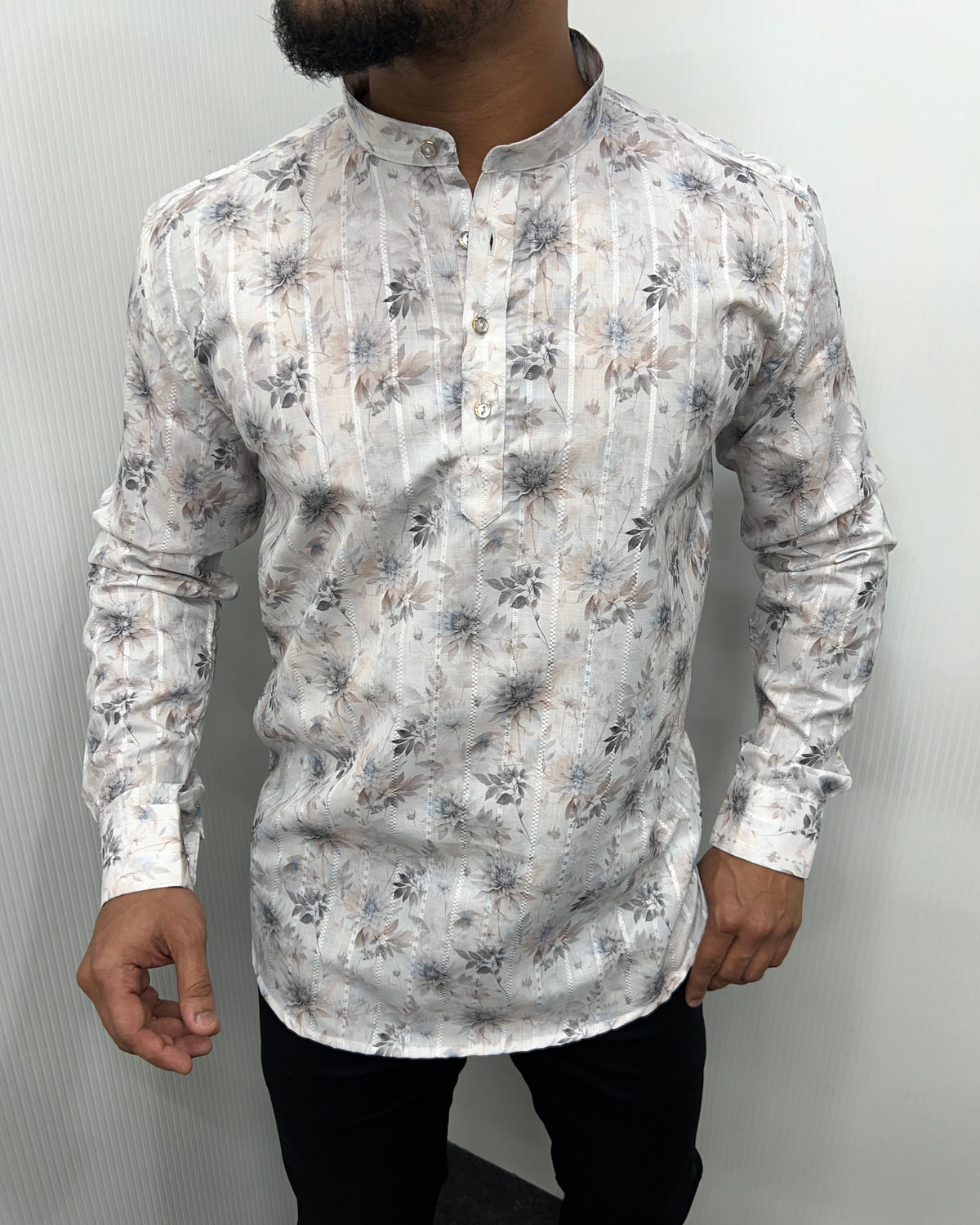 Jari Fabric Printed Premium Short Kurta