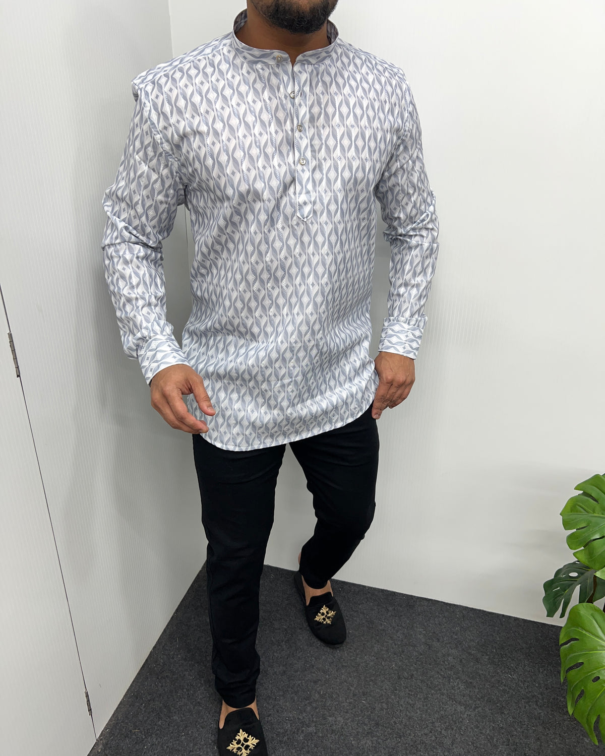 Jari Fabric Printed Premium Short Kurta