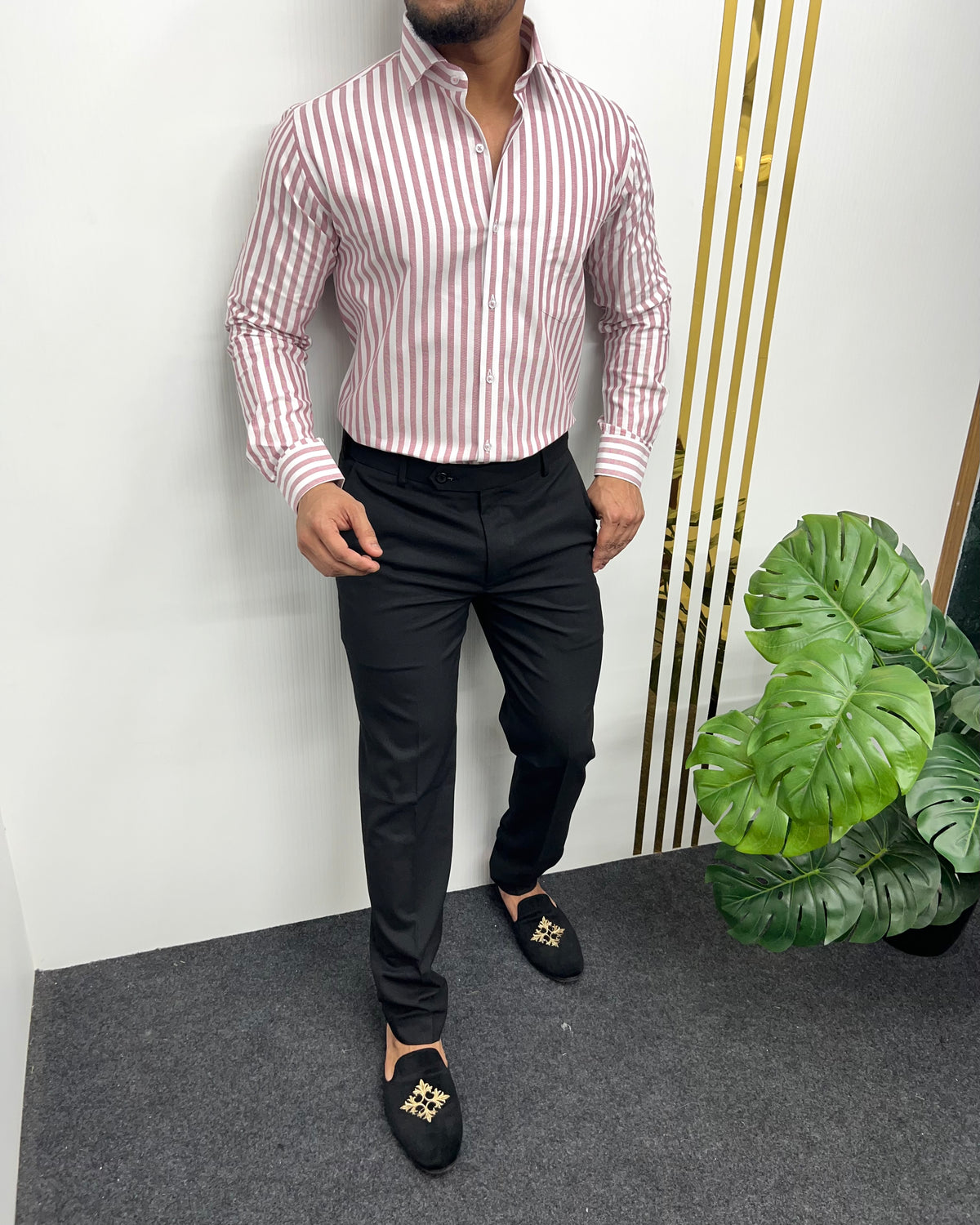 Onion Oxford Premium Fine Cotton Vertical Striped Shirt
