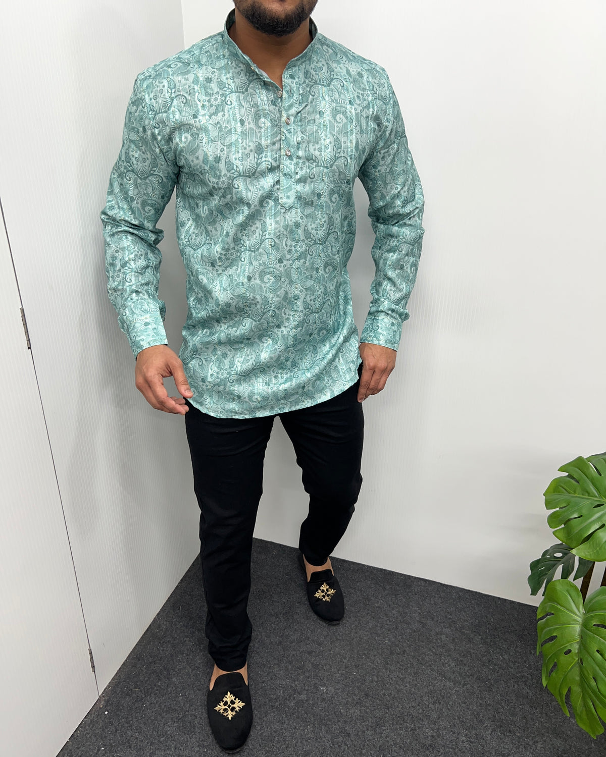Jari Fabric Printed Premium Short Kurta