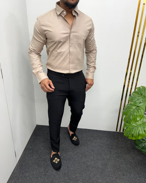 Pastel Cream Business Class Oxford Lycra Formal Shirt