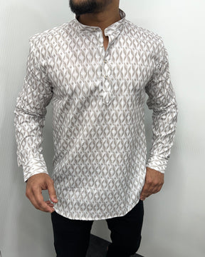 Jari Fabric Printed Premium Short Kurta