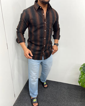 Self Striped Jute Cotton Shirt