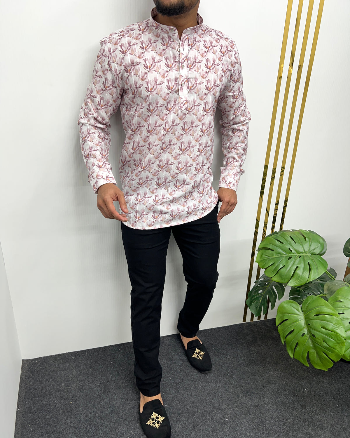 Jari Fabric Printed Premium Short Kurta