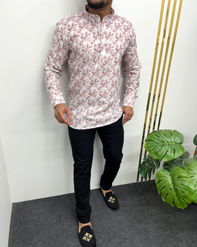 Jari Fabric Printed Premium Short Kurta