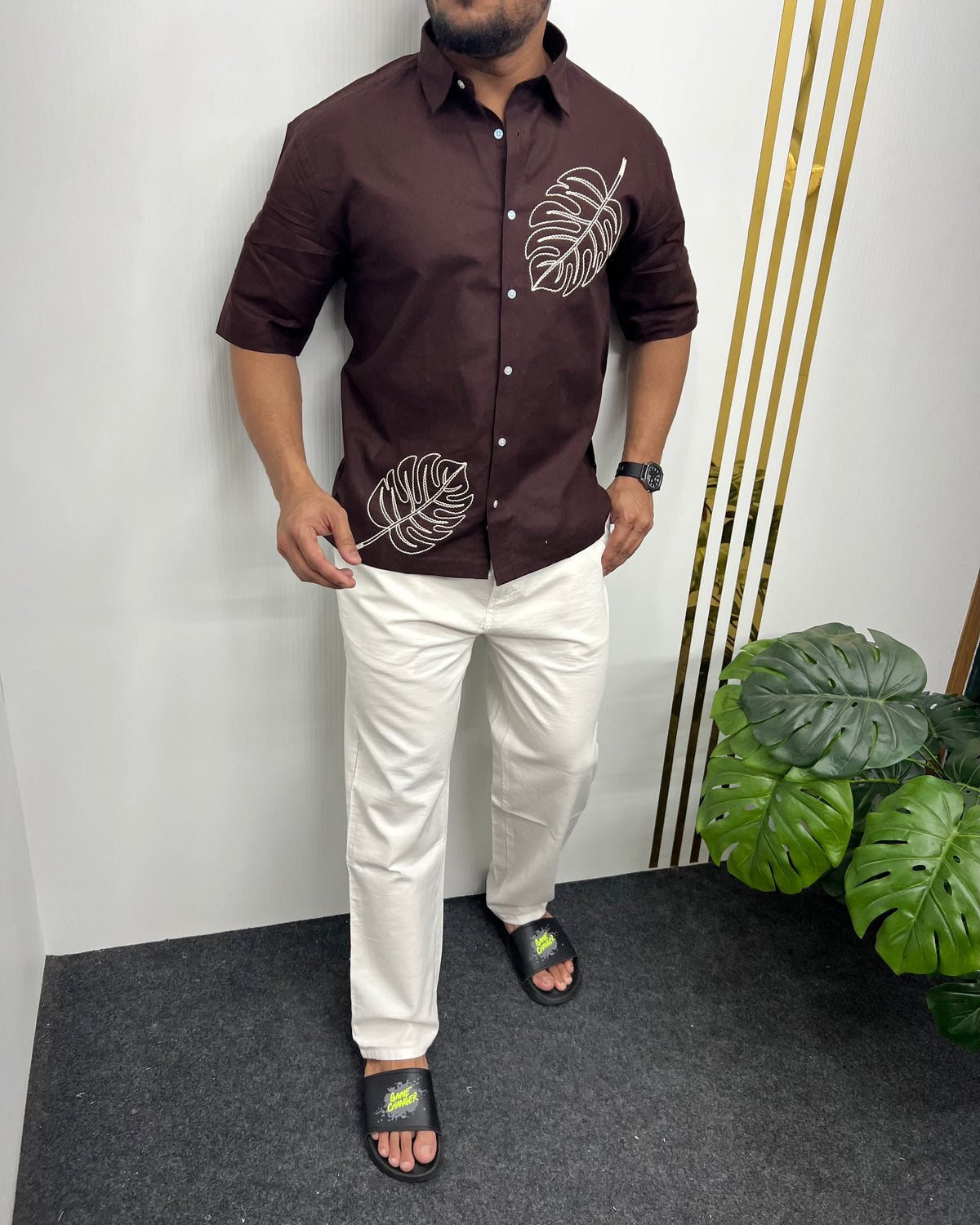 Embroidery Cotton Linen Half Shirt