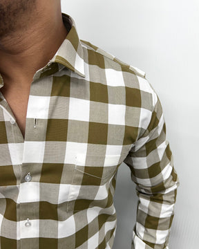 Dark Khaki Checkered Shirt