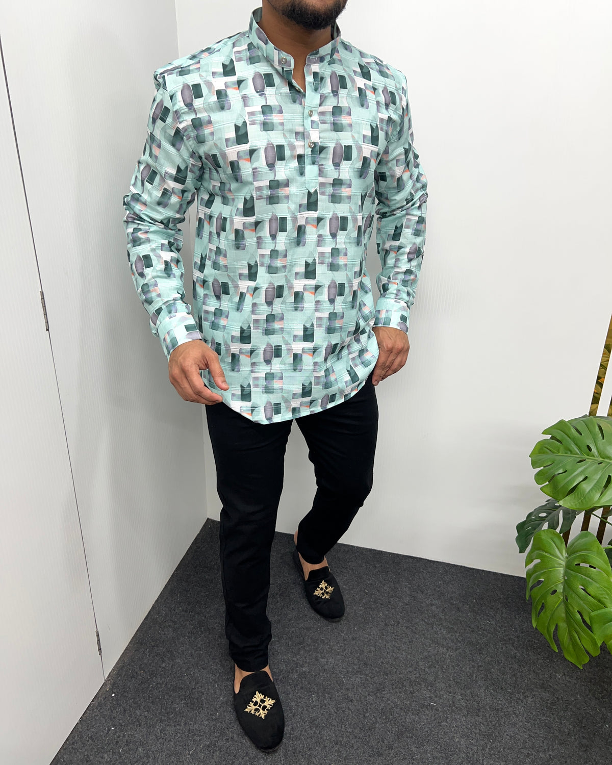 Jari Fabric Printed Premium Short Kurta