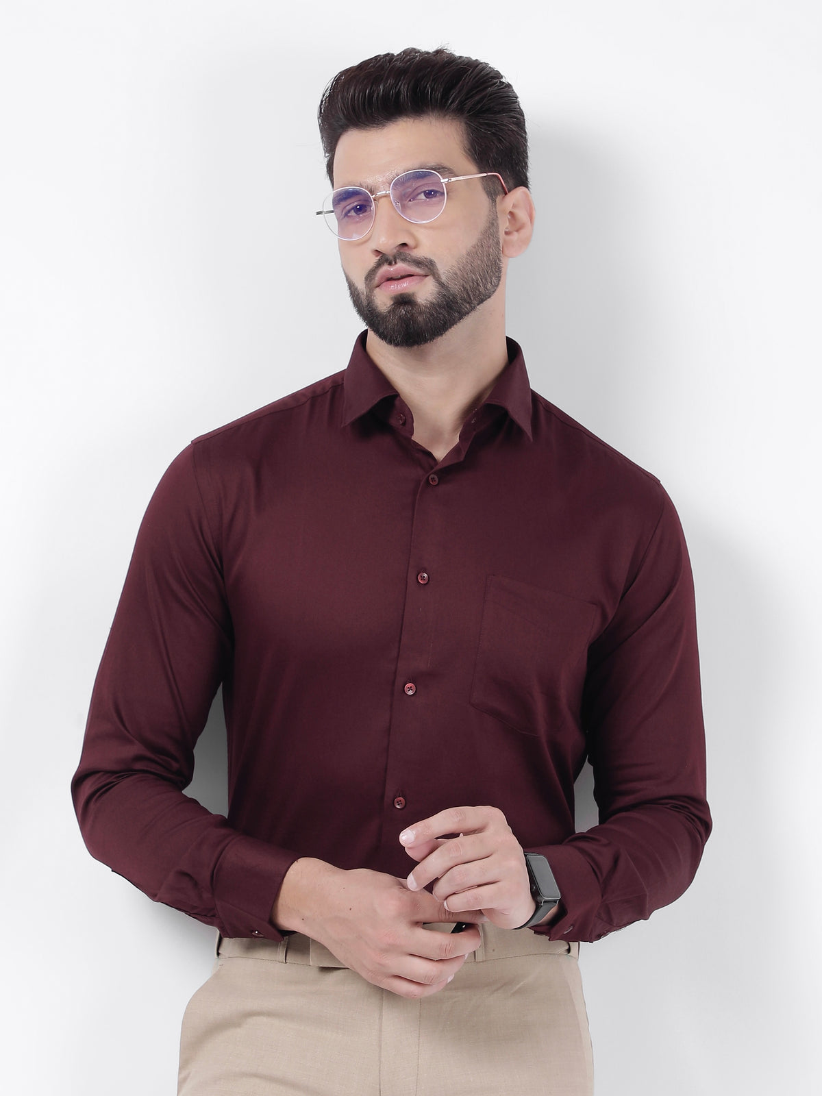 Plain Cotton Wine Shirt