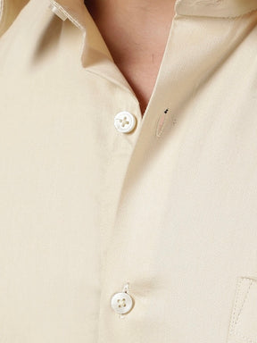 Plain Cotton Beige Cream Shirt