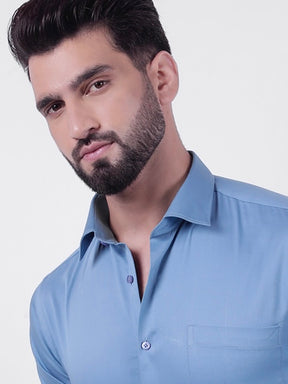 Plain Cotton Pastel Blue Shirt