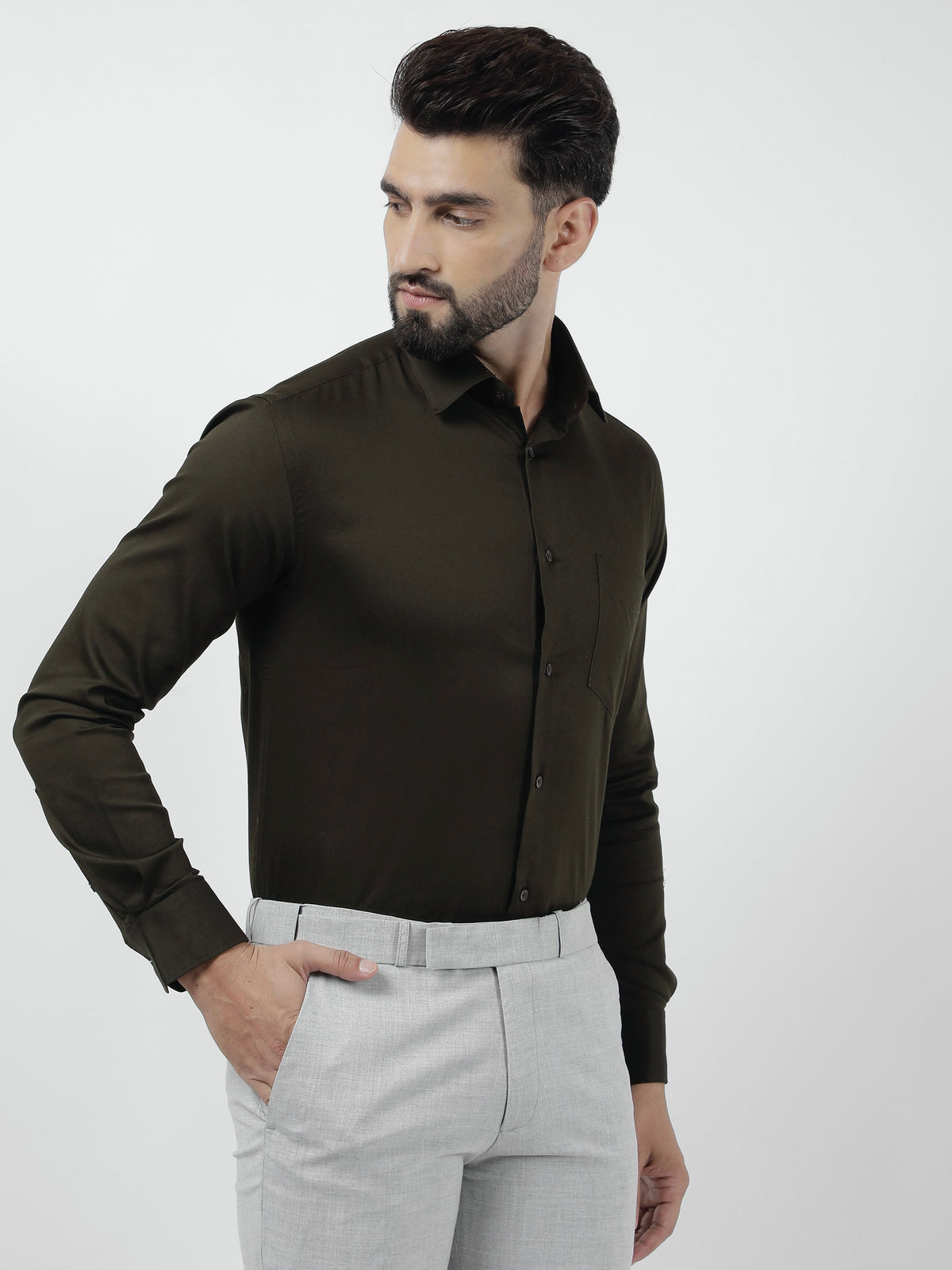 Plain Cotton Mehandi Shirt