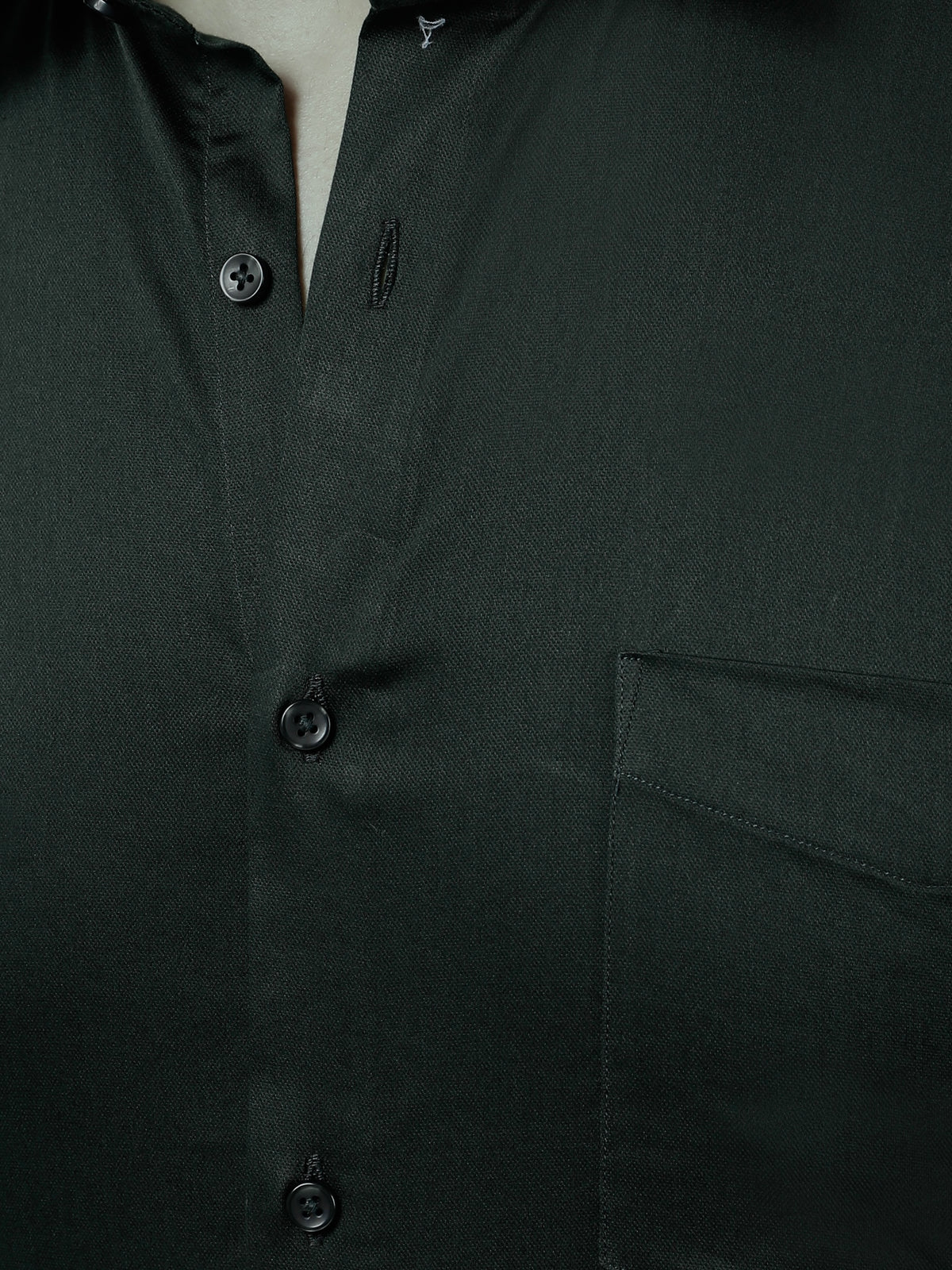 Plain Cotton Bottle Green Shirt