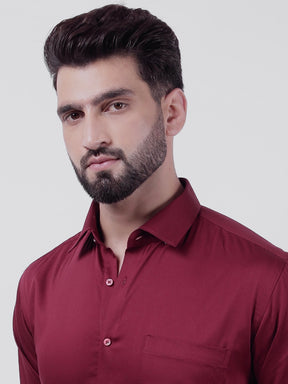 Plain Cotton Maroon Shirt