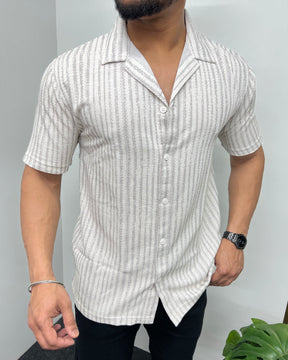 Interlock-Knit Fabric Cuban Collar Shirt