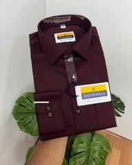 Wine Cotton Satin Lycra Shirt
