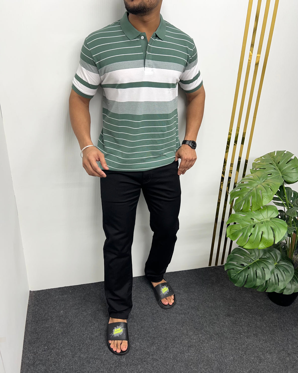 Pista Collar Matty Striped T-Shirt