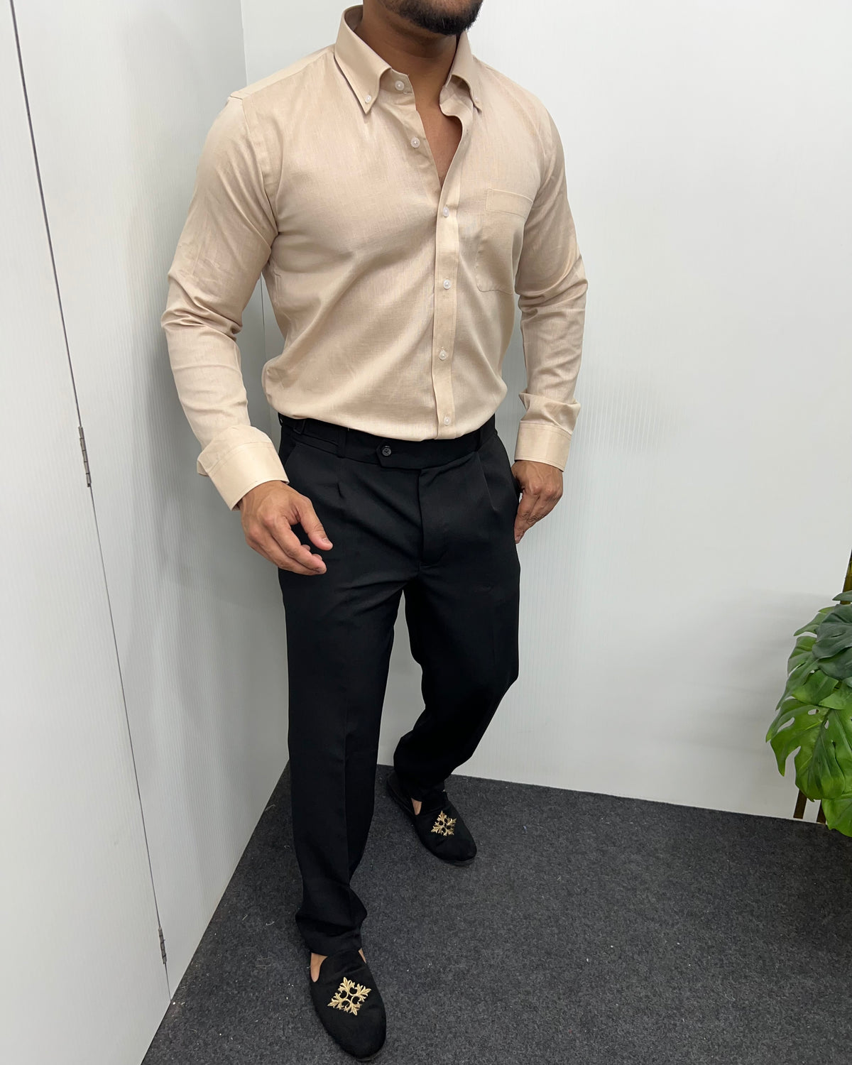 Beige Cotton Linen Shirt