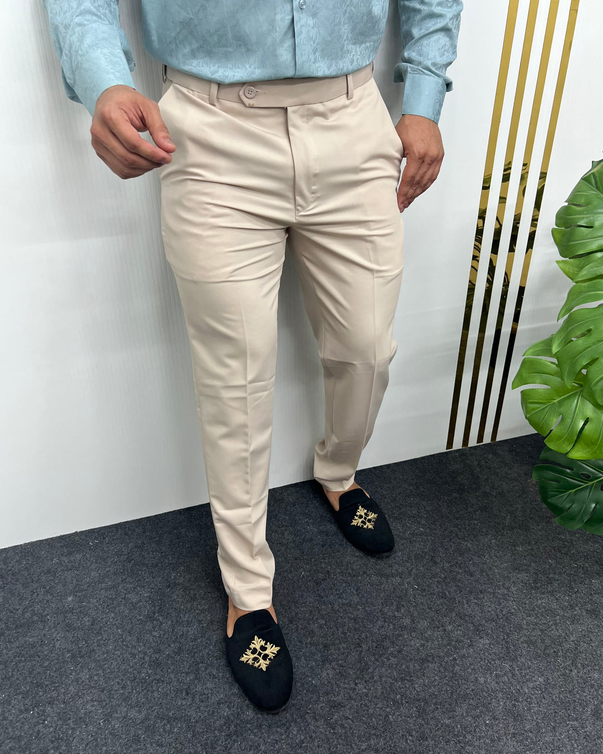Cream Heavy Viscose Satin Flexiwaist Business Class Formal Pant