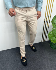 Cream Heavy Viscose Satin Flexiwaist Business Class Formal Pant
