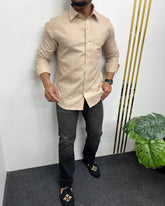 Cream Self Embroidery Shirt