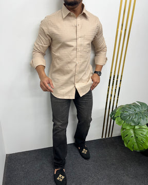 Cream Self Embroidery Shirt