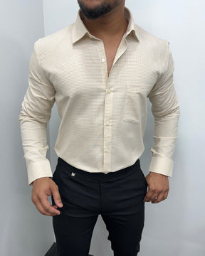Cream Cotton Gingham Checks Shirt