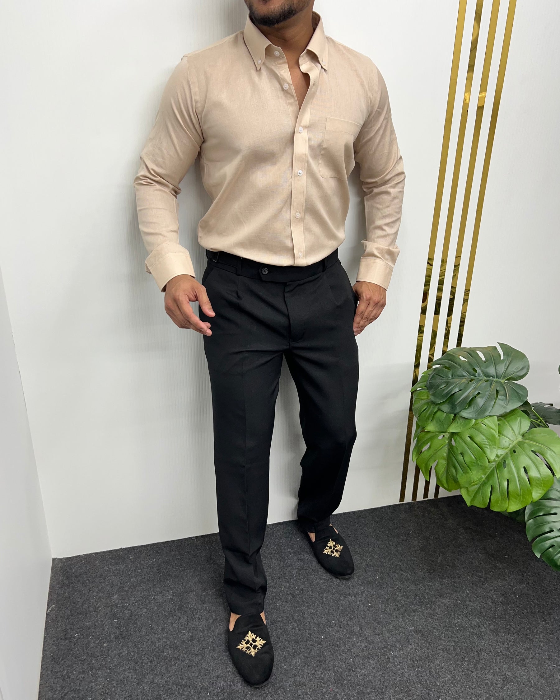 Beige Cotton Linen Shirt