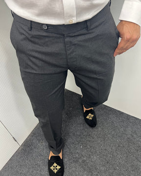 Melange Dark Gray Flexiwaist Business Class Formal Pant