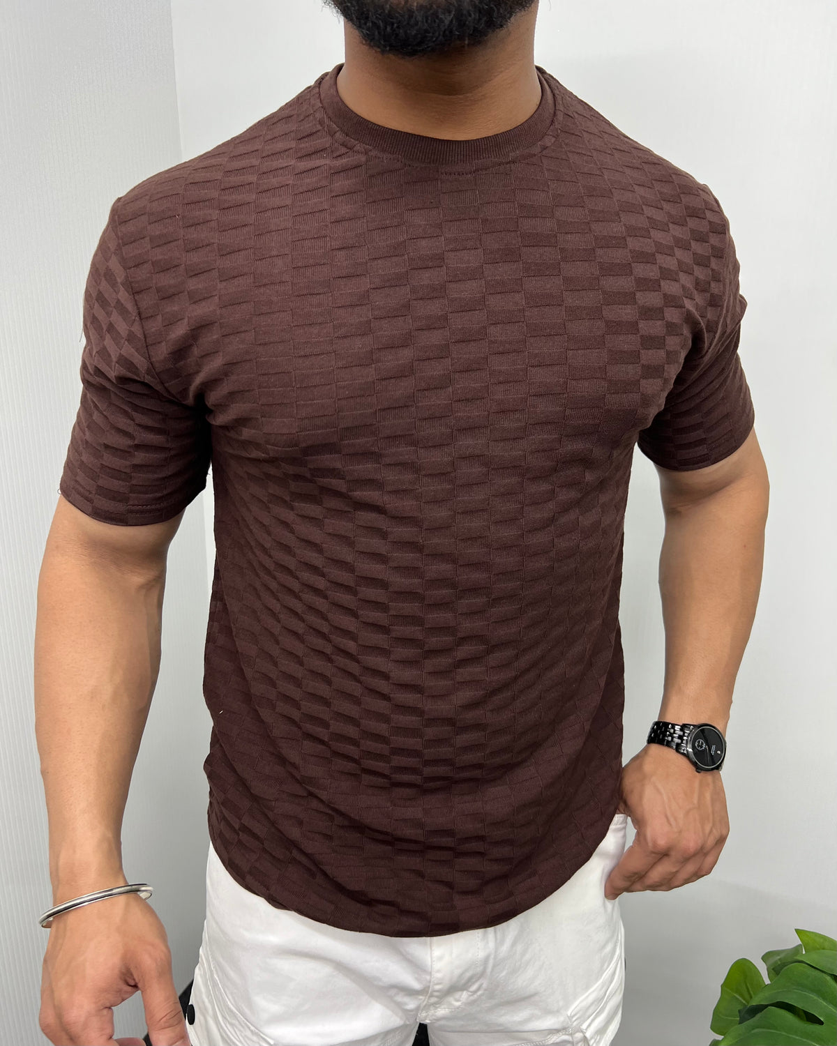 Brown Woolen Round Neck T-Shirt