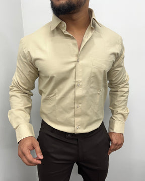 Cream Business Class Oxford Lycra Formal Shirt