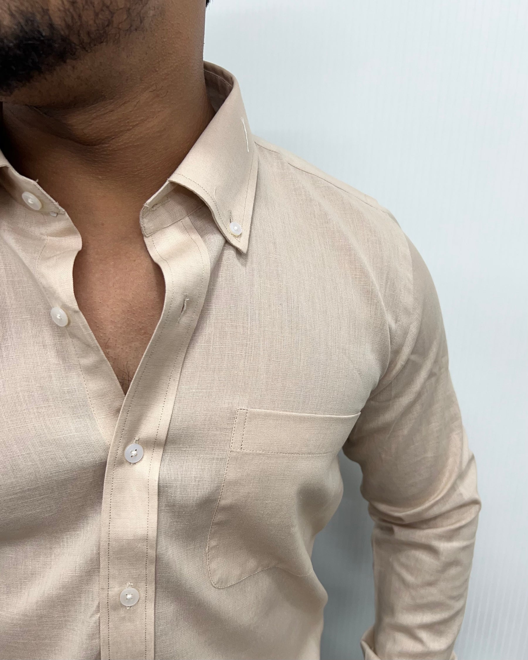 Beige Cotton Linen Shirt