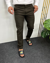 Mill Made Dark Mehandi Cotton Linen Pant