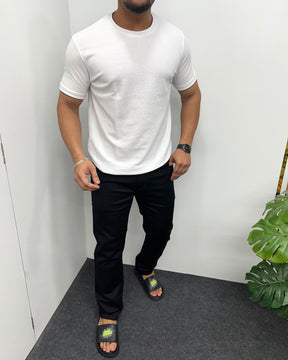 White Plain Half Sleeve Knit T-Shirt