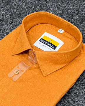 Mustard Yellow Business Class Oxford Lycra Formal Shirt