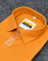 Mustard Yellow Business Class Oxford Lycra Formal Shirt
