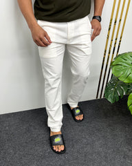 Mill Made White Cotton Linen Pant