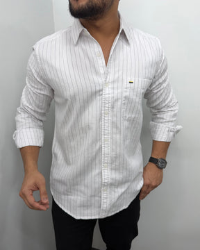 White Viscose Fabric Striped Shirt