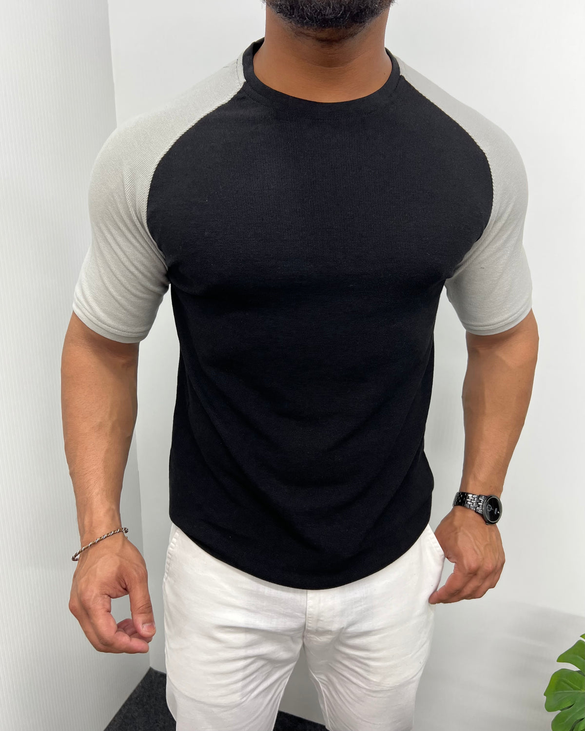 Cotton Waffle Round Neck T-Shirt